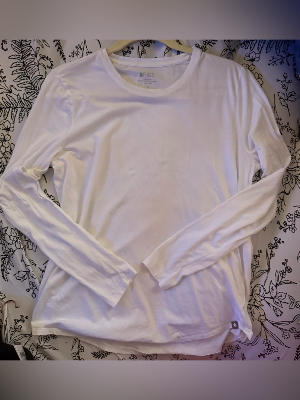 FIGS Women's Long Sleeve underscrub Top in White